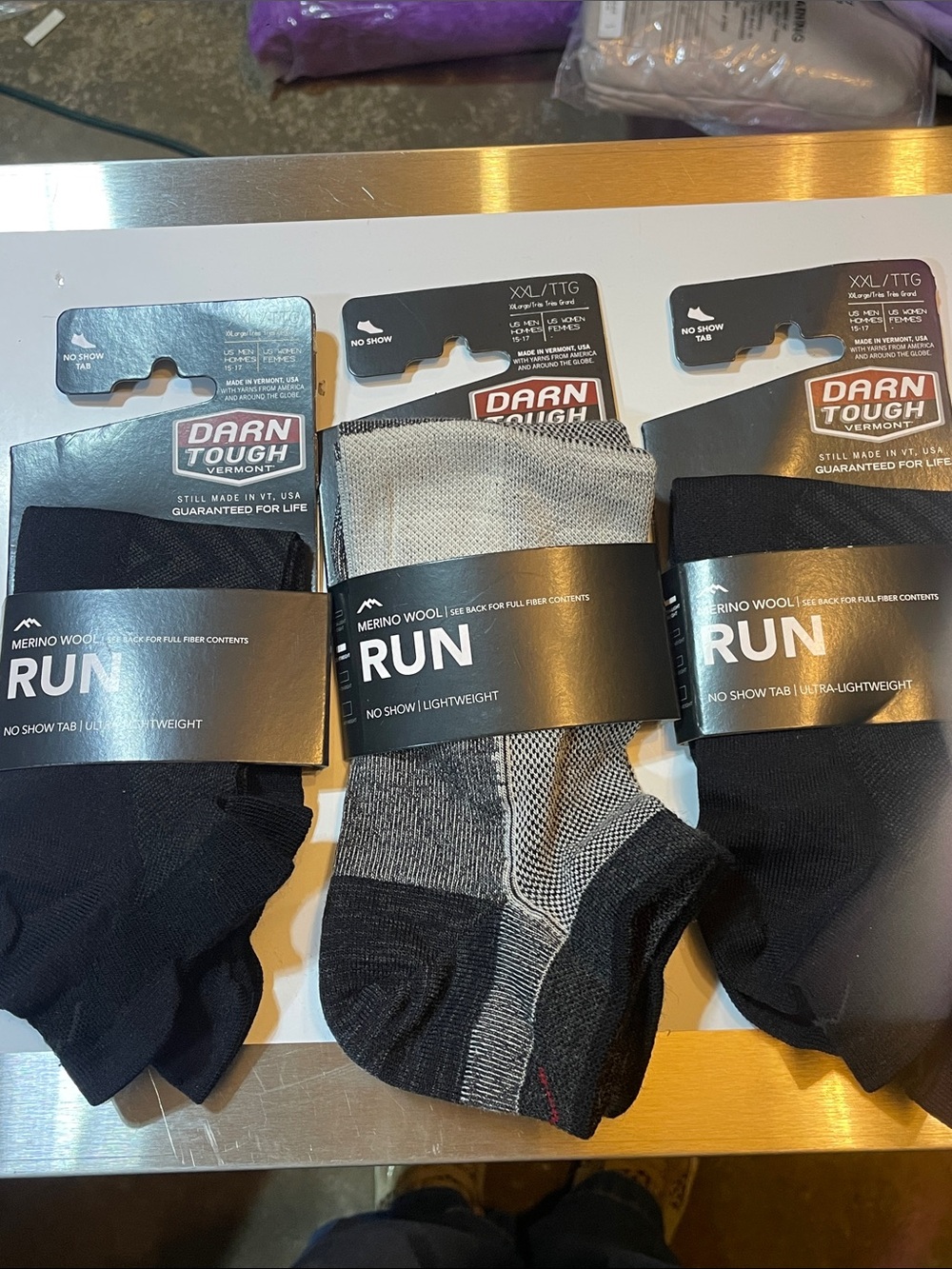 Lot of 3 Darn Tough Run Merino Wool Run socks size XXL